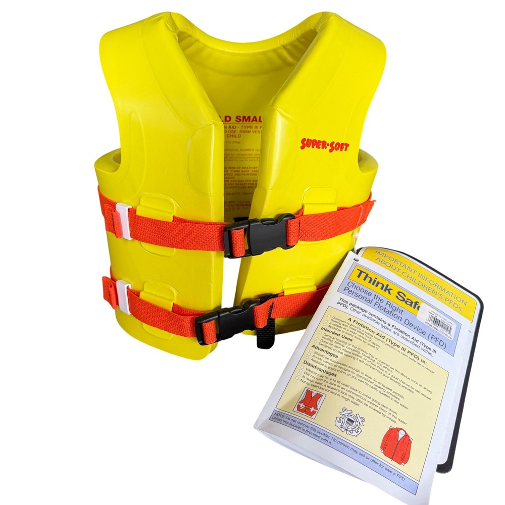 TRC Recreation Super Soft Kids Life Vest Yellow Type III PFD Child Small 1021012